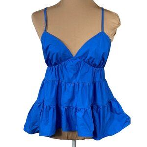 New A loves A Blue V-Neck Sleeveless Tiered Cami Top Size S Small